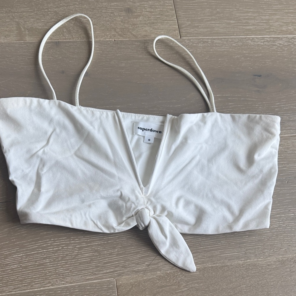 Superdown Cream Tie-Front Camisole